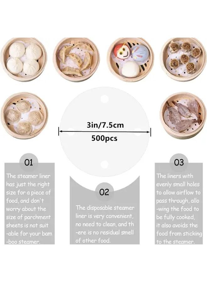 100pcs 3in Food Grade Non Stick Silicone Steamer Liners For Dumplings Buns - Image 3
